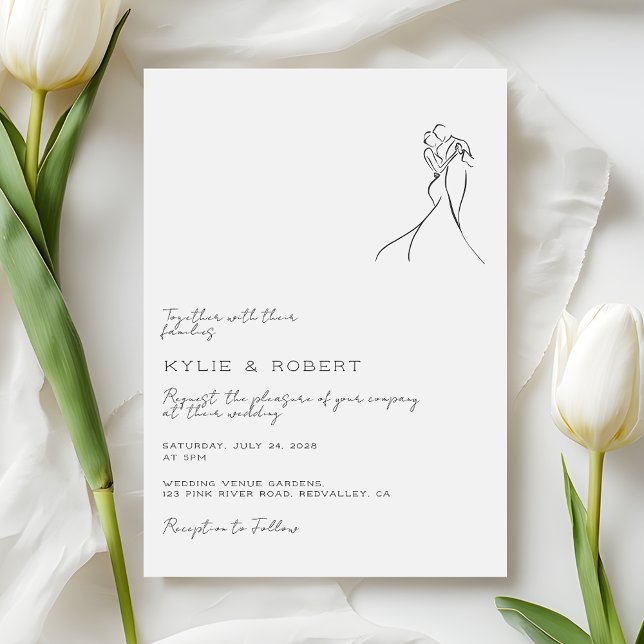 Invitation Modern Couple Drawing Romantic Wedding (Créateur téléchargé)