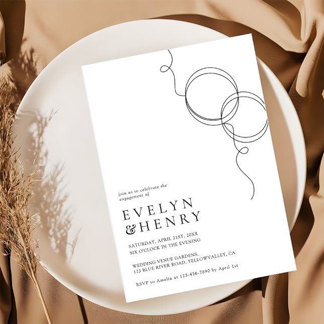 Invitation Modern Couple Rings Romantic Engagement Party (Créateur téléchargé)