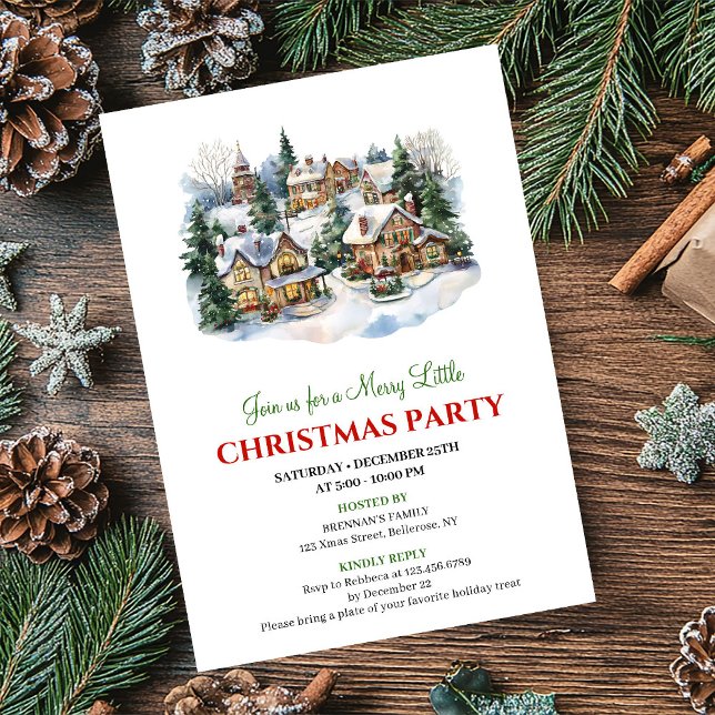 Invitation Modern cozy Christmas scene holiday celebration  (Modern cozy Christmas scene holiday celebration invite)