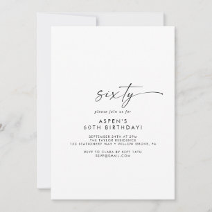 Invitation Modern Cript 60th Birthday Party Invite