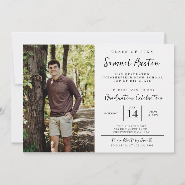 Invitation Modern Custom Photo Film Strip Graduation Party  (Dos)