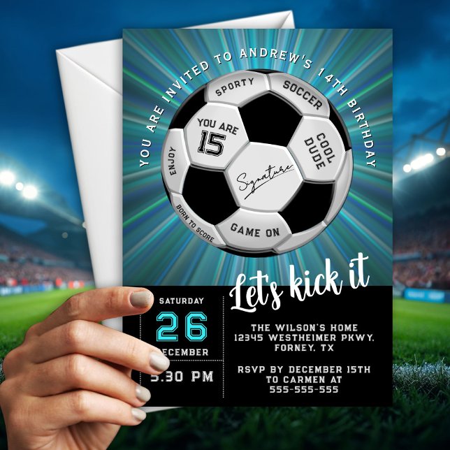 Invitation Modern Custom Soccer Ball  Birthday Fully Editable (Créateur téléchargé)