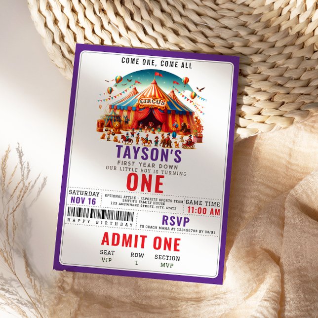 Invitation Modern Cute Circus Carnival Festival 1st Birthday (Créateur téléchargé)
