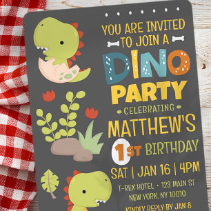 Invitation Modern Cute Dino Dinosaur Fête d'anniversaire pour