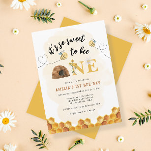Invitation Modern Cute It’s so sweet to bee first birthday