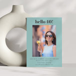 Invitation Modern Cute Simple Aqua 40e anniversaire de fête P<br><div class="desc">Moderne Cute Simple Aqua Blue 40e anniversaire fêté Photo Invitation</div>