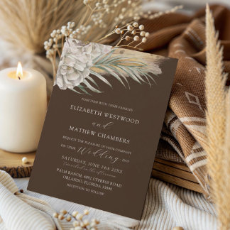 Invitation Modern Dark Brown Floral & Palm Wedding