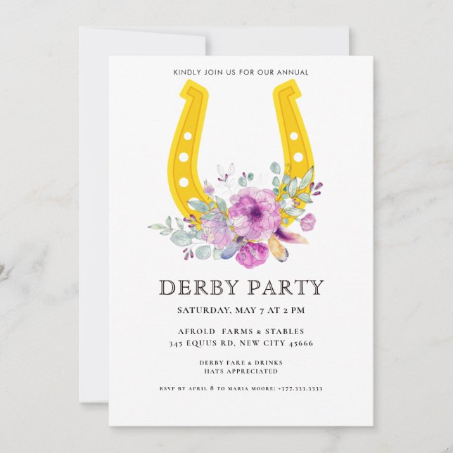 Invitation Modern  Derby Party  (Devant)