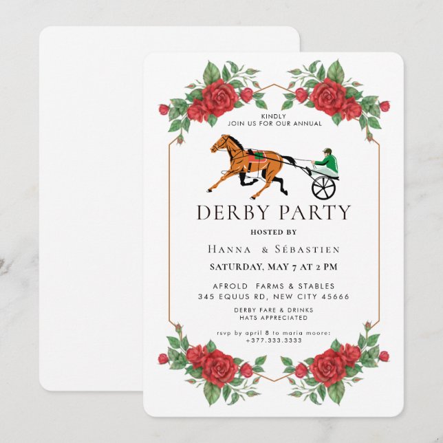 Invitation Modern Derby Party Équestre  (Devant / Derrière)