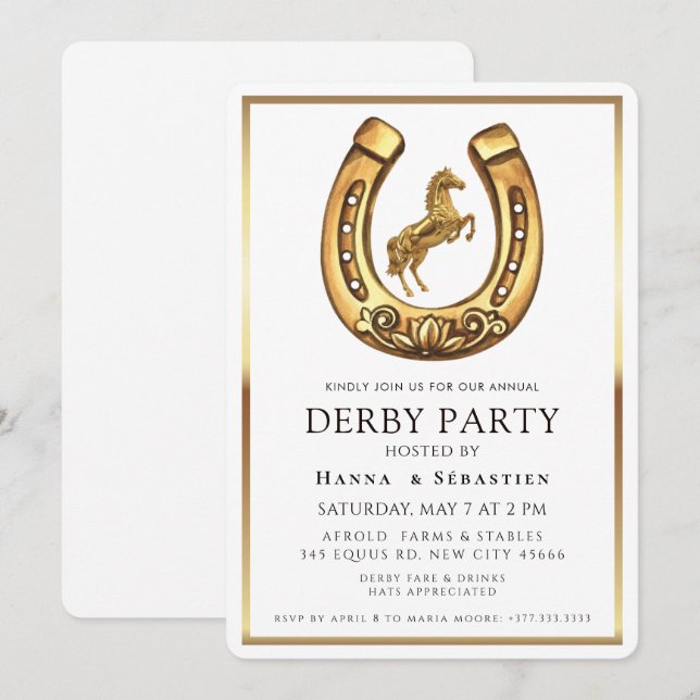 Invitation Modern Derby Party Équestre  (Devant / Derrière)