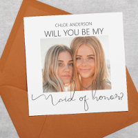 Modern Double Sided Photo Maid Of Honor Proposal