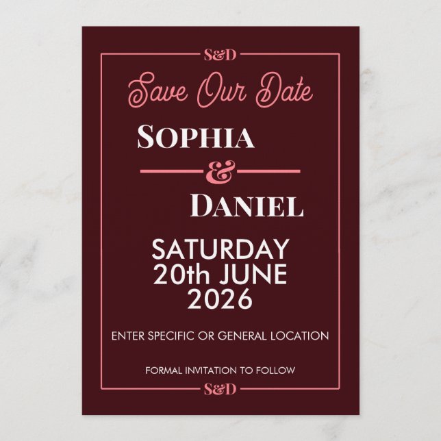 Invitation Modern Editable Wedding Save The Date Card (Devant)