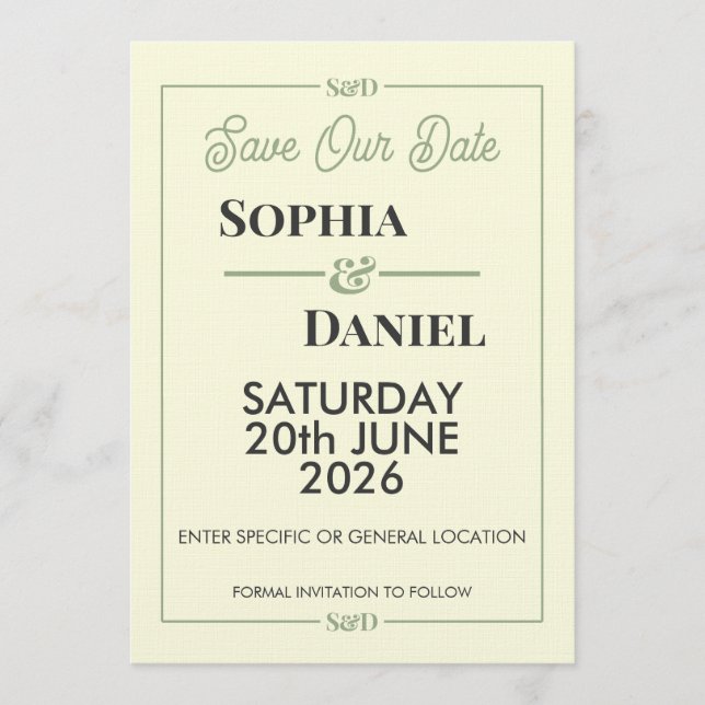 Invitation Modern Editable Wedding Save The Date Card (Devant)