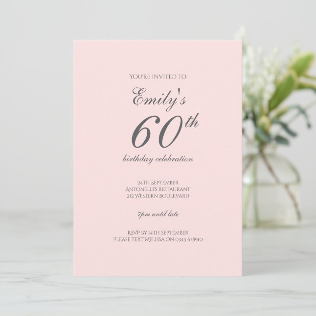Invitation Modern Elegant 60th Birthday Party (Debout devant)