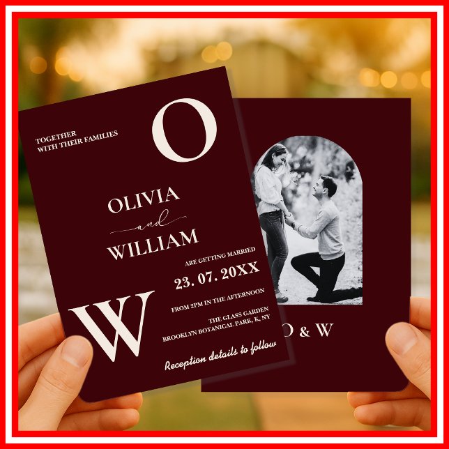 Invitation Modern Elegant Burgundy Wedding Photo (Créateur téléchargé)