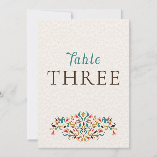 Invitation Modern Elegant Floral Wreath Wedding Table Number (Devant)