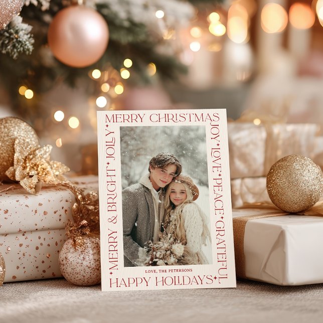 Invitation Modern Elegant Red Christmas Words Photo (Modern Elegant Red Christmas Words Photo Invitation)