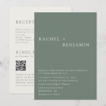 Modern Elegant Sage Green Wedding 2 Sided QR Code