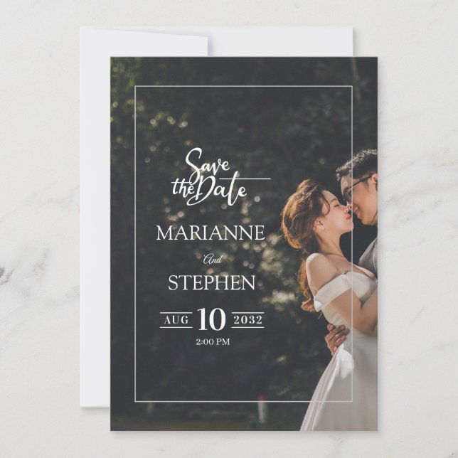Invitation Modern Elegant Script Custom Photo Wedding  (Devant)