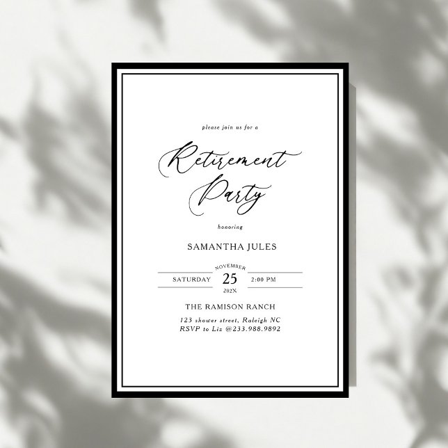 Invitation Modern Elegant Script Retirement Party (Créateur téléchargé)