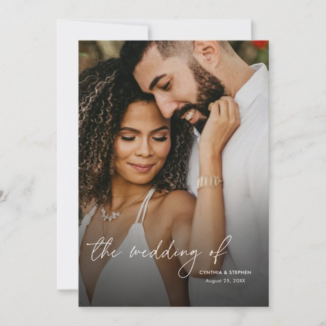 Invitation Modern Elegant Simple Vertical Photo Wedding (Devant)