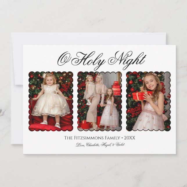 Invitation Modern Elegant Three Photo Family Christmas Card (Devant)