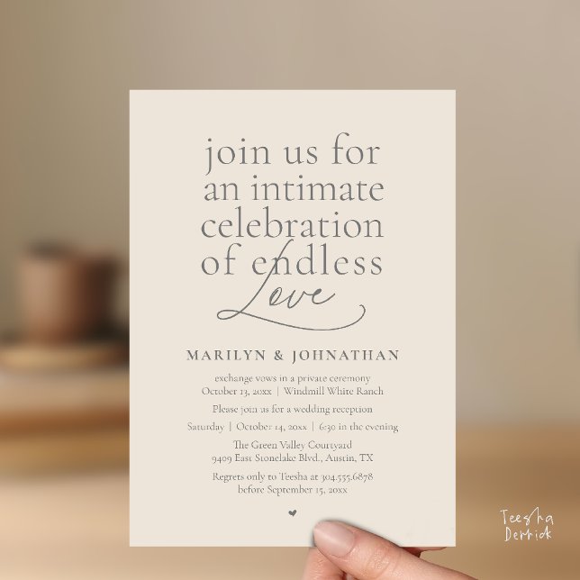 Invitation Modern Elegant Wedding, Endless Love, Reception (Modern Elegant Wedding, Endless Love, Reception Dinner Invitation Card in Dark Grey Cream)