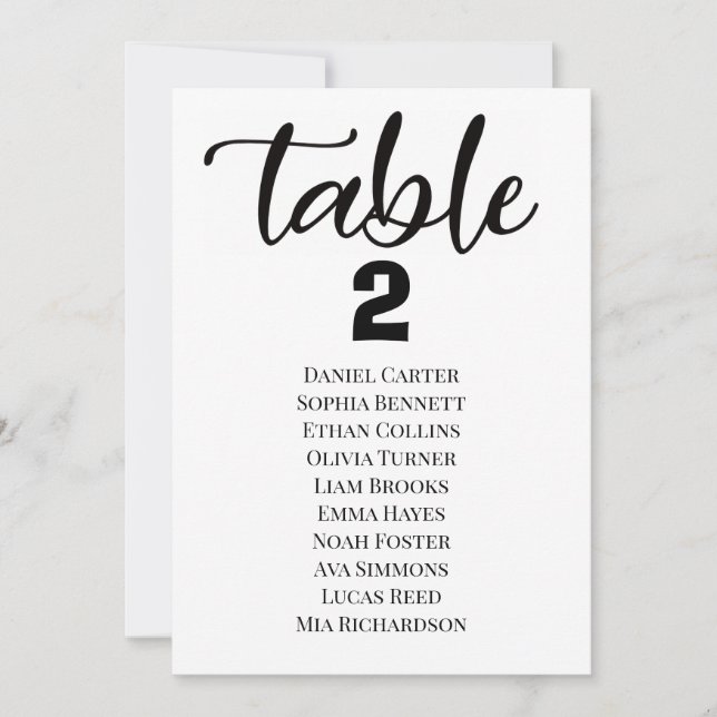 Invitation Modern Elegant Wedding Table Numbers Seating Chart (Devant)