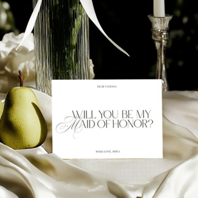 Invitation Modern Elegant White Maid of Honor Proposal Card (Modern Elegant White Maid of Honor Proposal Card)