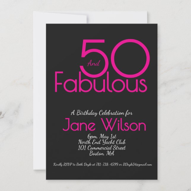 Invitation Modern Fifty and Fabulous Bold 50th Birthday Party (Devant)