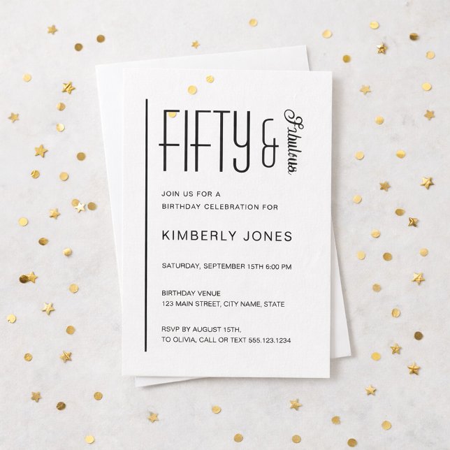 Invitation Modern Fifty & Fabulous Bold 50th Birthday Party (Créateur téléchargé)