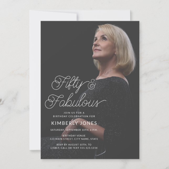 Invitation Modern Fifty & Fabulous Photo 50th Birthday Party (Devant)