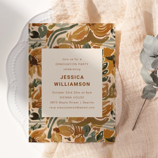 Invitation Modern Floral Earth Tone Graduation Party 2026 (Créateur téléchargé)