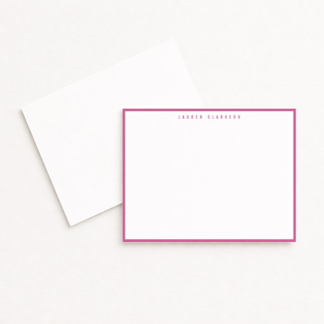 Invitation Modern Fuchsia Pink Border Note Card (Créateur téléchargé)
