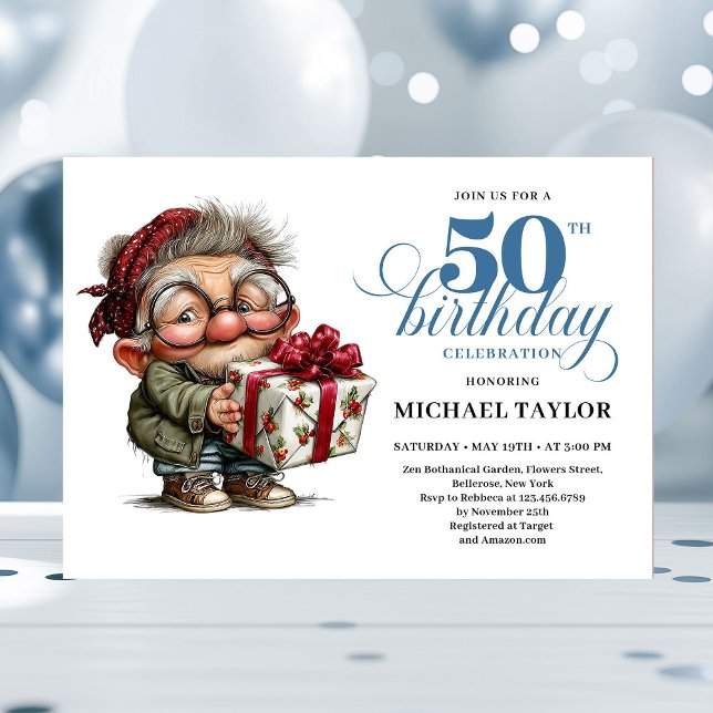 Invitation Modern Funny Man 50th Birthday Humor Cartoon Style (Modern Funny Man 50th Birthday Humor Cartoon Style Invitation

)