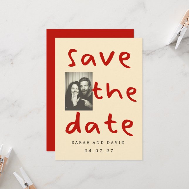 Invitation Modern Funny Minimal Photo (Devant/Arrière en situation)