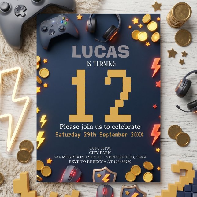 Invitation Modern Gaming Birthday Theme (Créateur téléchargé)