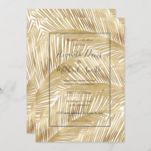 Invitation Modern Gold Palm Leaf Tropical Pattern