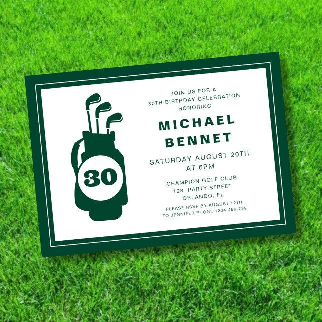 Invitation Modern Golf 30e Anniversaire (Modern Golf 30th Birthday Invitation)