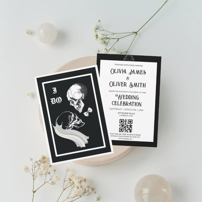 Invitation Modern gothic qr code wedding  (Créateur téléchargé)