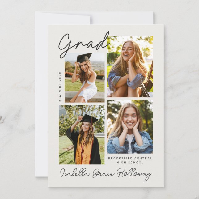 Invitation Modern Grad Announcement  With Multiple Photos (Devant)