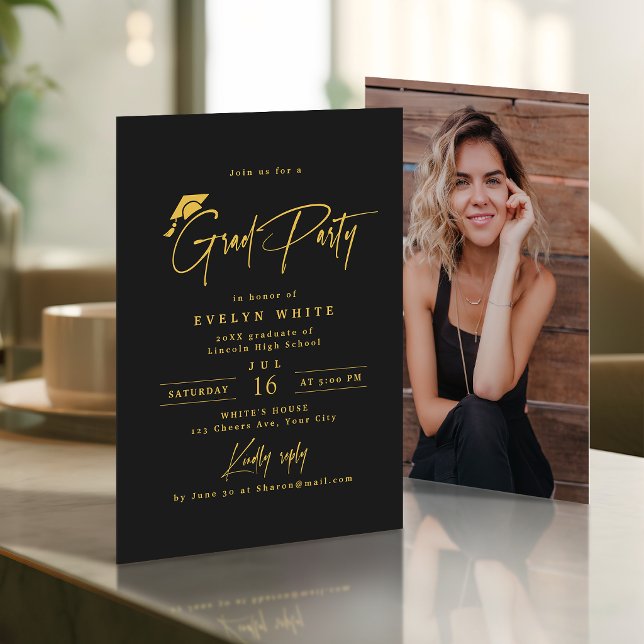 Invitation Modern Grad Cap Signature Script Simple Graduation (Modern Grad Cap Signature Script Simple Graduation Invitation)