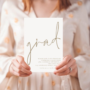 Invitation Modern Grad Gold Script 2024 Graduation Party