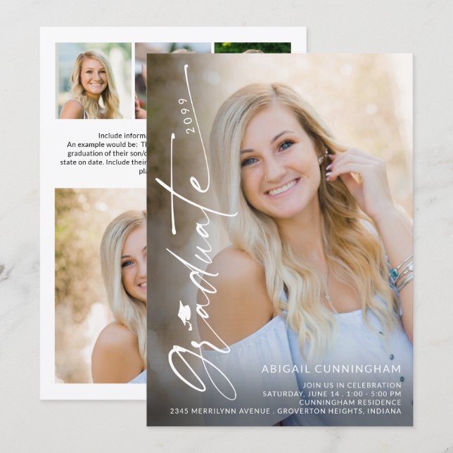 Invitation Modern Graduate 5 Photo Graduation (Devant / Derrière)