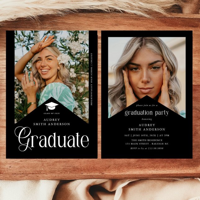 Invitation Modern Graduate Photo Graduation Party Ribbon (Créateur téléchargé)