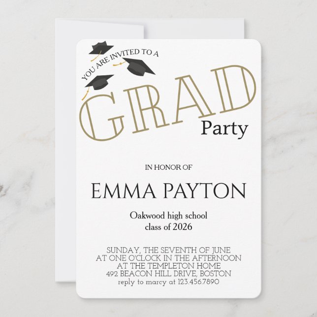 Invitation Modern Graduation Celebration  (Devant)