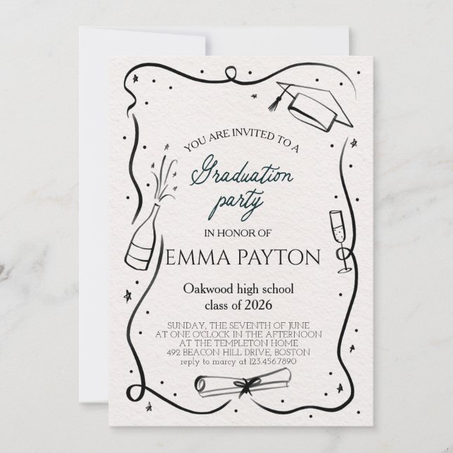 Invitation Modern Graduation Celebration  (Devant)