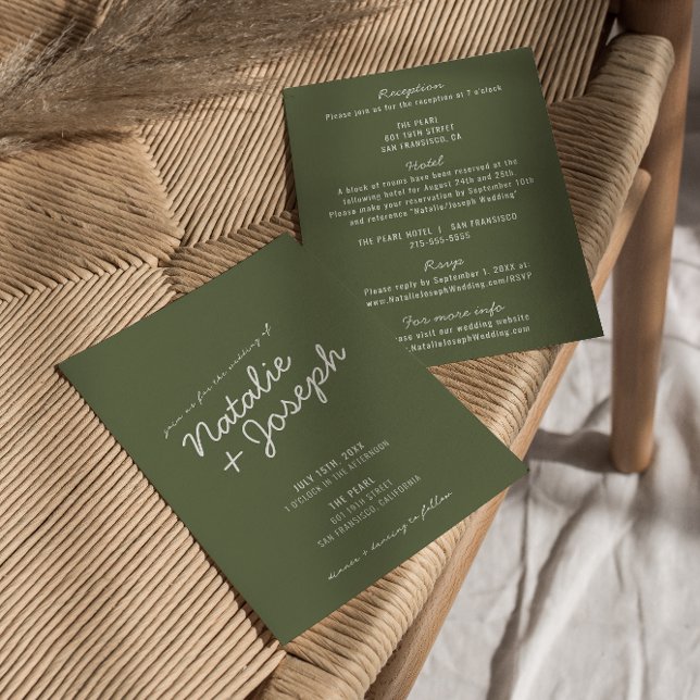 Invitation Modern Green Whimsical Summer All In One Wedding (Créateur téléchargé)