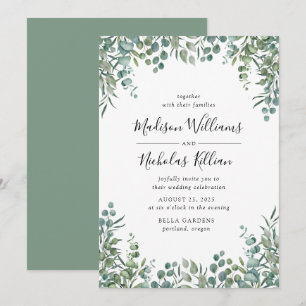 Invitation Modern Greenery Cadre Botanique Mariage