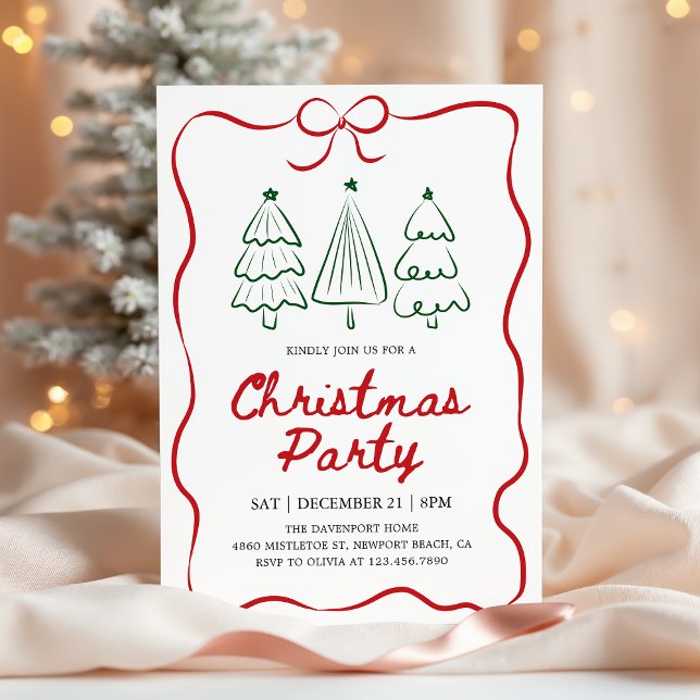 Invitation Modern Hand Drawn Christmas Tree Holiday Party (Créateur téléchargé)